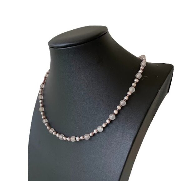 Hand Crafted Sterling Silver and Quartz Beaded Necklace 18 in Bohochic - Picture 8 of 8